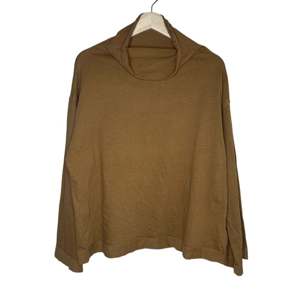 We the Free Womens Cotton Flare Sleeve Shirt Brown Size Small Boho Oversized